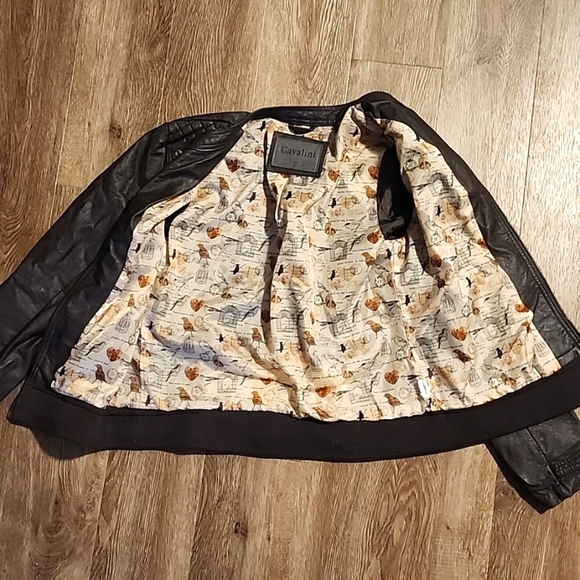 Cavalini Brown Vegan Leather Zip Jacket Size Large - Picture 6 of 6